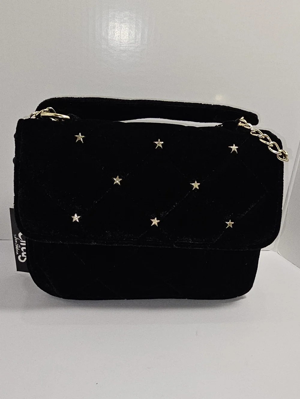 ​NWT Circus by Sam Edelman Black Velvet Quilted Crossbody Gold Star Boho Chic